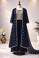 Crop Top, Plazzo with Shrug