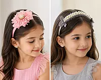 Embellished Floral Pearl Hairband Set for Girls and Women