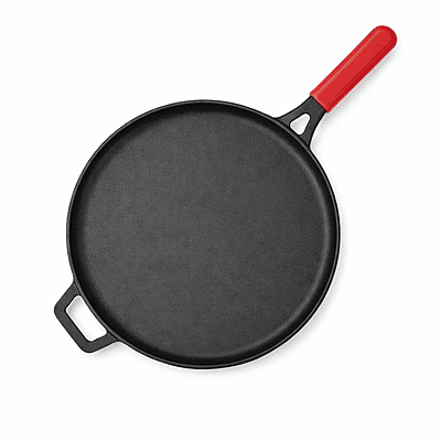 Granny Kitchen Cast Iron Tawa | Pre-Seasoned Heavy Duty Tawa with Silicone Handles