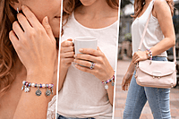 Crystal Beaded Charm Bracelet with Butterfly and Tree Pendants | Korean Bracelet