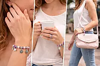 Crystal Beaded Charm Bracelet with Butterfly and Tree Pendants | Korean Bracelet