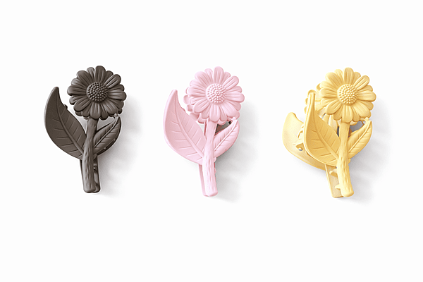 Daisy Flower Hair Claw Clip Set – Brown, Pink & Yellow