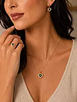 Heart Necklace, Earrings, and Ring Set - Gold