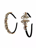 Embellished Black Hairbands Set - Pearl and Crystal Decorative Headbands