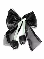 Organza Bow Hairpin with Tulip Charms