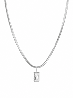 Silver Rectangular Pendant Necklace with Chain
