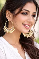 Beaded Hoop Earrings with Pearl Detailing