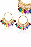 Beaded Hoop Earrings with Pearl Detailing