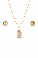 Geometric Gold Crystal Pendant and Earring Set
