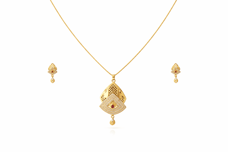 Layered Filigree Pendant and Earring Set