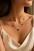 Black and Gold Butterfly Charm Necklace