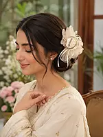 Organza Rose Hair Clutcher with Crystal-Edged Petals