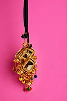 Golden Mirror Work Latkan with Multicolor Beads
