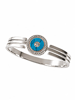 Silver Triple Band Bracelet with Blue Enamel and Crystal Halo