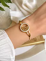 Gold Flower Cluster Bracelet with Crystal Halo