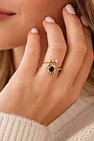 Gold Roman Dial Black Stone Ring