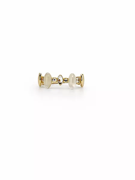 Gold Opal Bead Crystal Ring