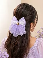 Lace and Tulle Bow Hairpin Set with Pearl Cameo.
