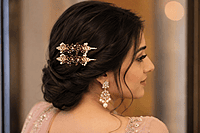Gold-Tone Crystal Leaf Hairpin Set with Teardrop Accents