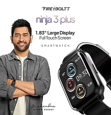 Fire-Boltt Ninja 3 Plus 1.83" Display Smartwatch Full Touch with 100+ Sports Modes with IP68, Sp02 Tracking, Over 100 Cloud Based Watch Faces