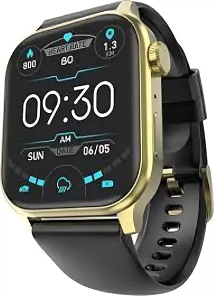 Fire-Boltt Rise BT Calling 47mm (1.85), Voice Assistance & 123 Sports Single BT Connection Smartwatch  (Gold Black Strap, Free Size)