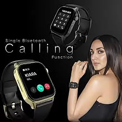 Fire-Boltt Rise BT Calling 47mm (1.85), Voice Assistance & 123 Sports Single BT Connection Smartwatch  (Gold Black Strap, Free Size)
