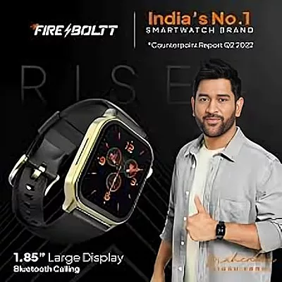 Fire-Boltt Rise BT Calling 47mm (1.85), Voice Assistance & 123 Sports Single BT Connection Smartwatch  (Gold Black Strap, Free Size)