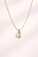 Gold Enamel Tropical Fish Pendant Necklace