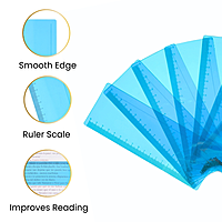 Pack of 8 Cyan 191x70mm Dyslexia Overlay Reading Rulers â€“ PET Material, Rounded Corners