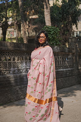Flamingo pink saree