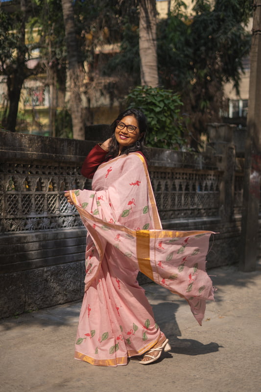 Flamingo pink saree