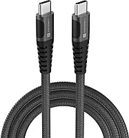 Portronics POR 2647 Flash C USB-C to USB-C Cable – 100W, Thunderbolt 3.2, Braided, 1.5M, Grey
