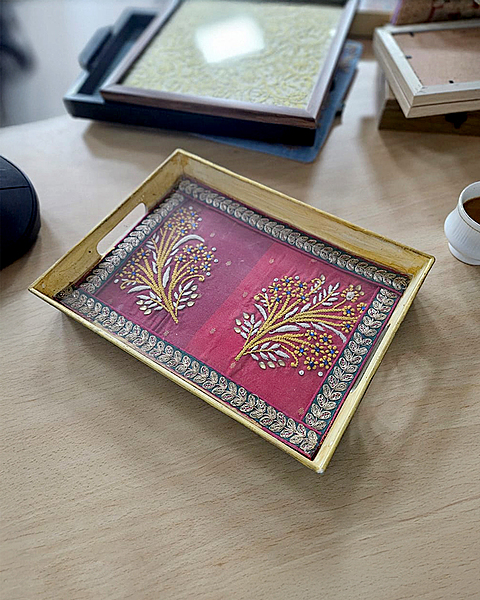 Floral Chikankari Tray