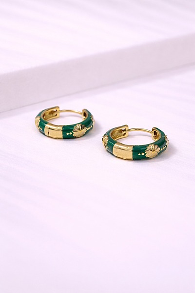 Floral gold huggie hoop earrings