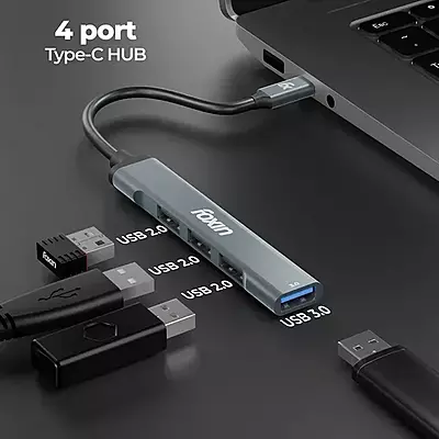 TYPE-C HUB FOXIN 4 PORT FTH-C4 (USB 3.0X1, 2.0X3)