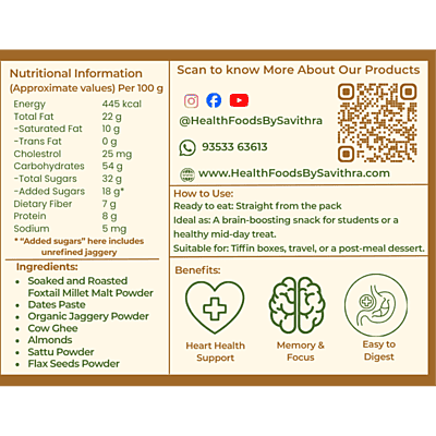Soaked and Roasted Heart & Memory Foxtail Laddu (215 g)