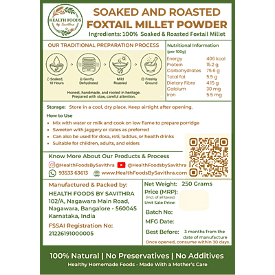 Soaked & Roasted Foxtail Millet Powder (250 g)