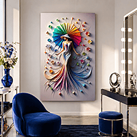 Rainbow Umbrella Dress Wall Art