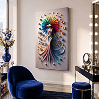 Rainbow Umbrella Dress Wall Art
