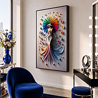 Rainbow Umbrella Dress Wall Art