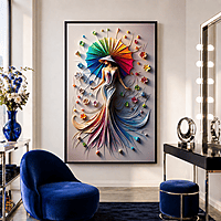 Rainbow Umbrella Dress Wall Art