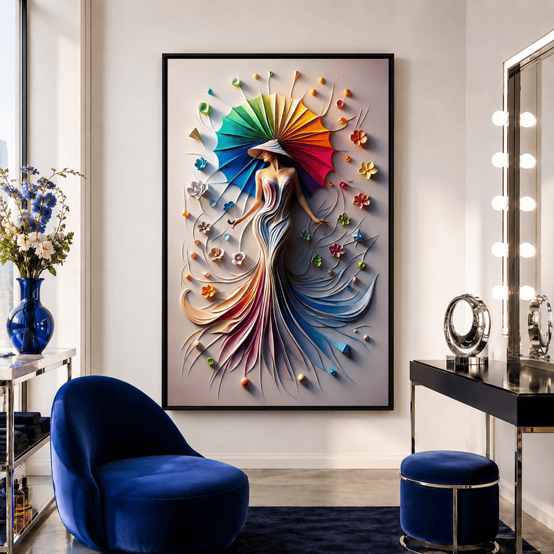 Rainbow Umbrella Dress Wall Art