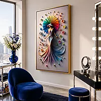 Rainbow Umbrella Dress Wall Art