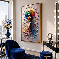 Rainbow Umbrella Dress Wall Art
