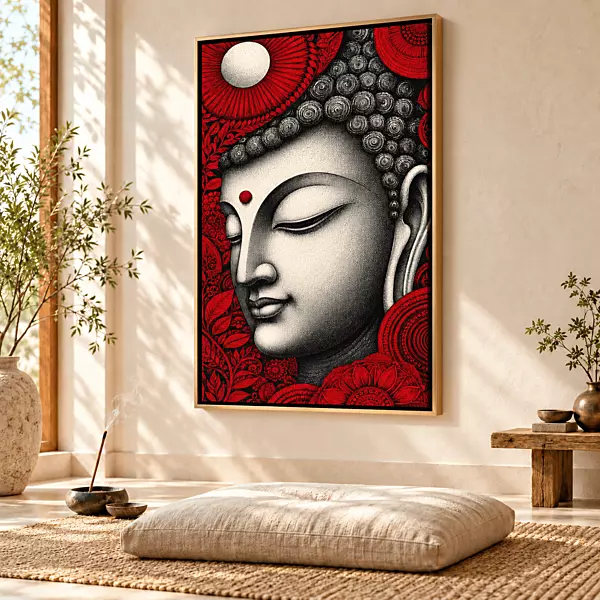 Crimson Serenity Buddha