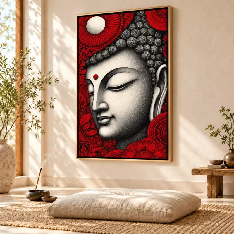 Crimson Serenity Buddha