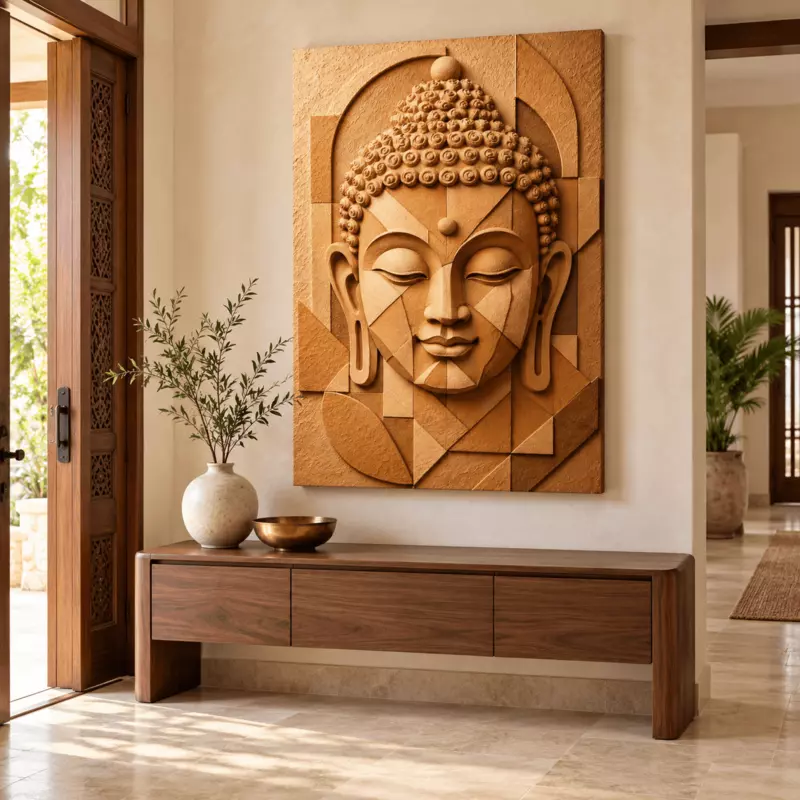 Terracotta Geometric Buddha