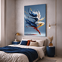 Abstract Paint Brush Dancer Wall Art – Modern Swirl Movement Colourful Home Decor