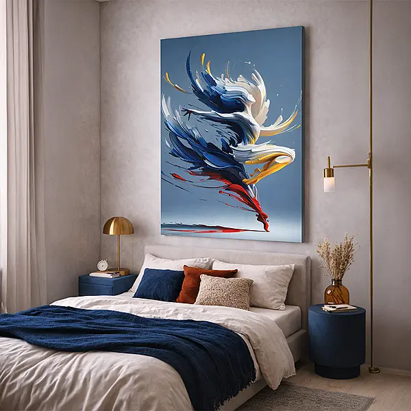 Abstract Paint Brush Dancer Wall Art – Modern Swirl Movement Colourful Home Decor