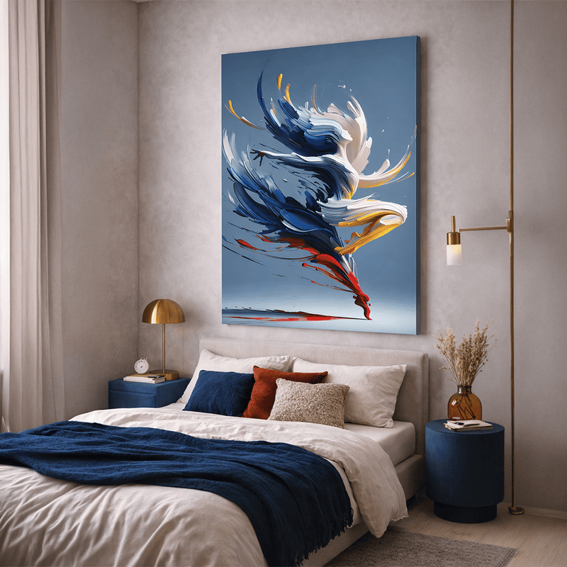 Abstract Paint Brush Dancer Wall Art – Modern Swirl Movement Colourful Home Decor